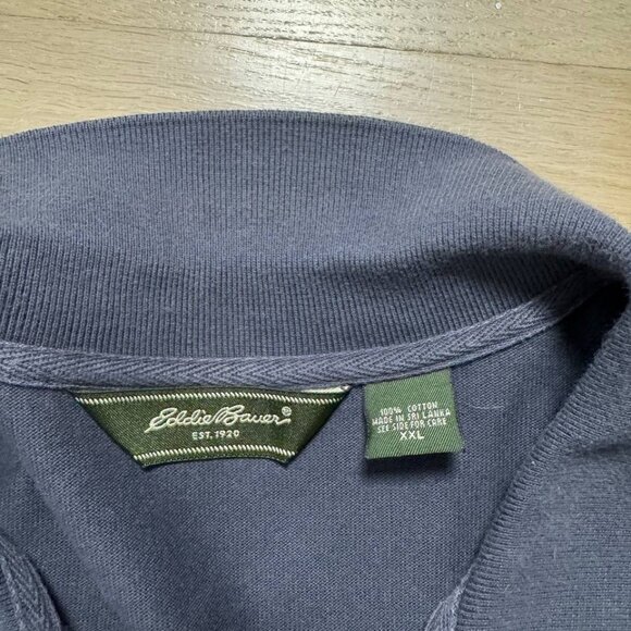 EDDIE BAUER Men's Long Sleeve Collared Slate Blue Polo Shirt SZ XXL - Picture 4 of 6